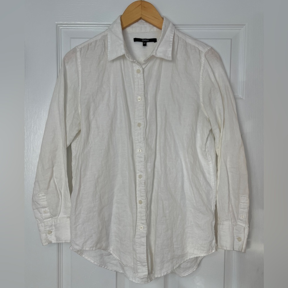 Quince White 100% Linen Button-Down Shirt | Sustainable Flax | Size M